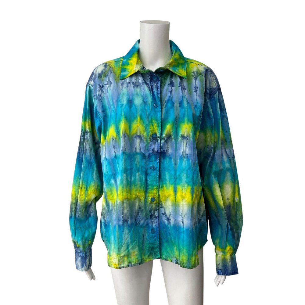 $275 NWT Cotton Citizen Green Blue Tie Dye Santorini Shirt Limelight Top size XS